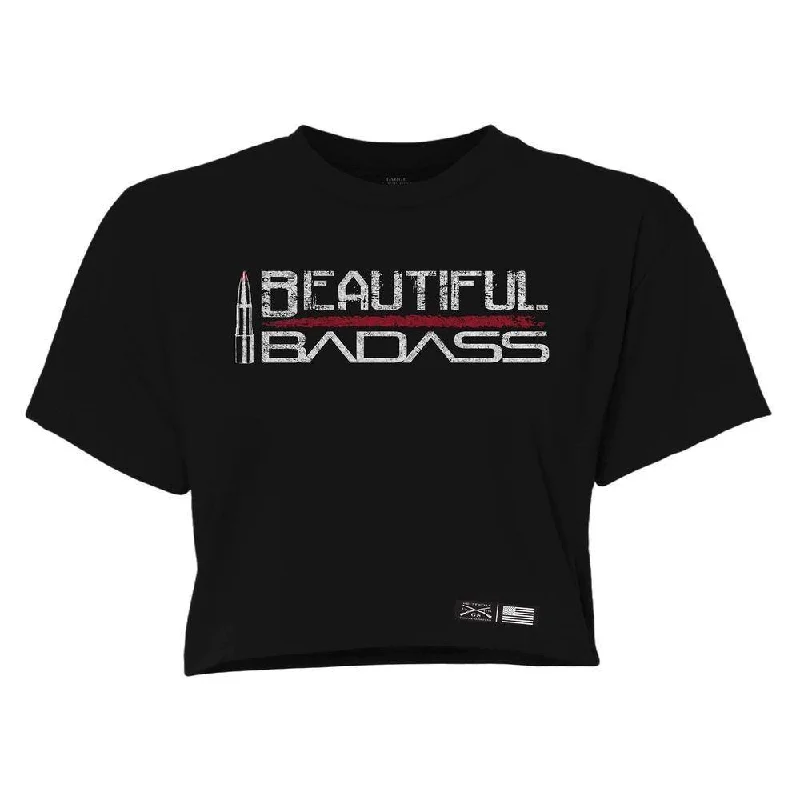 Women's Beautiful Badass Cropped T-Shirt - Black