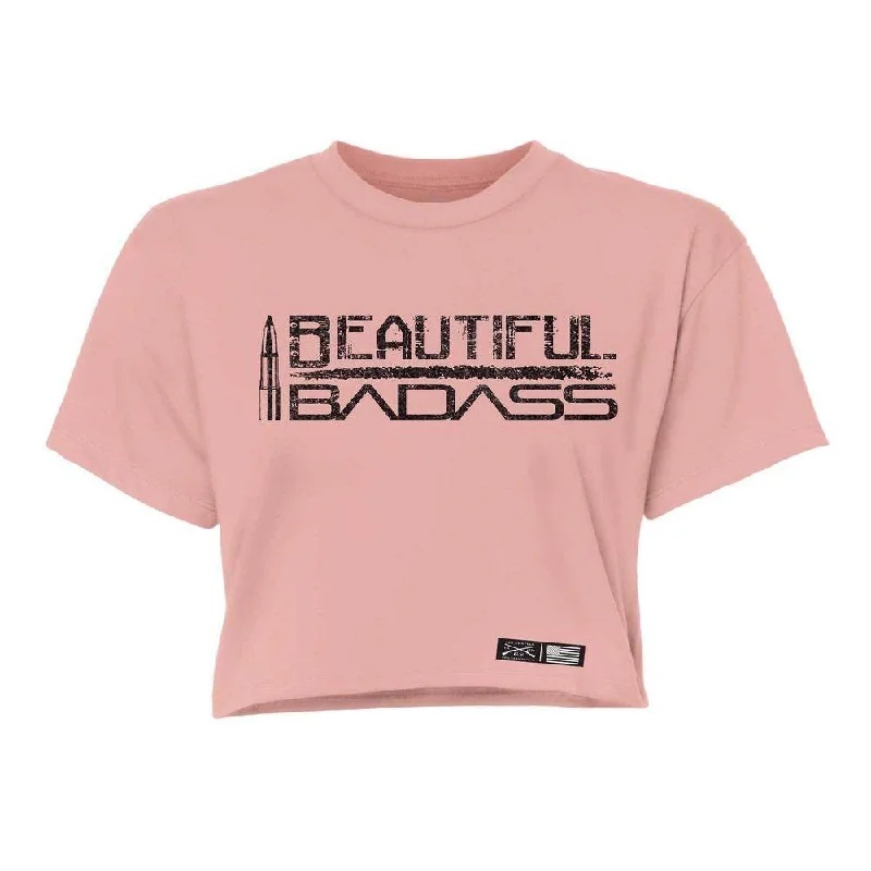 Women's Beautiful Badass Cropped T-Shirt - Desert Pink