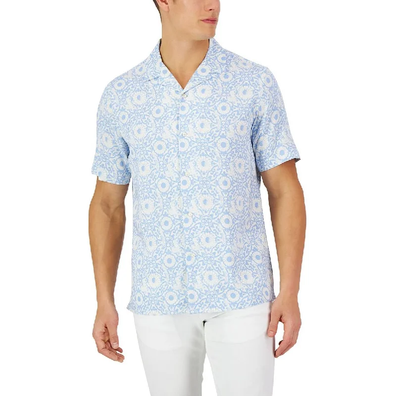 Club Room Mens Silk Floral Button-Down Shirt