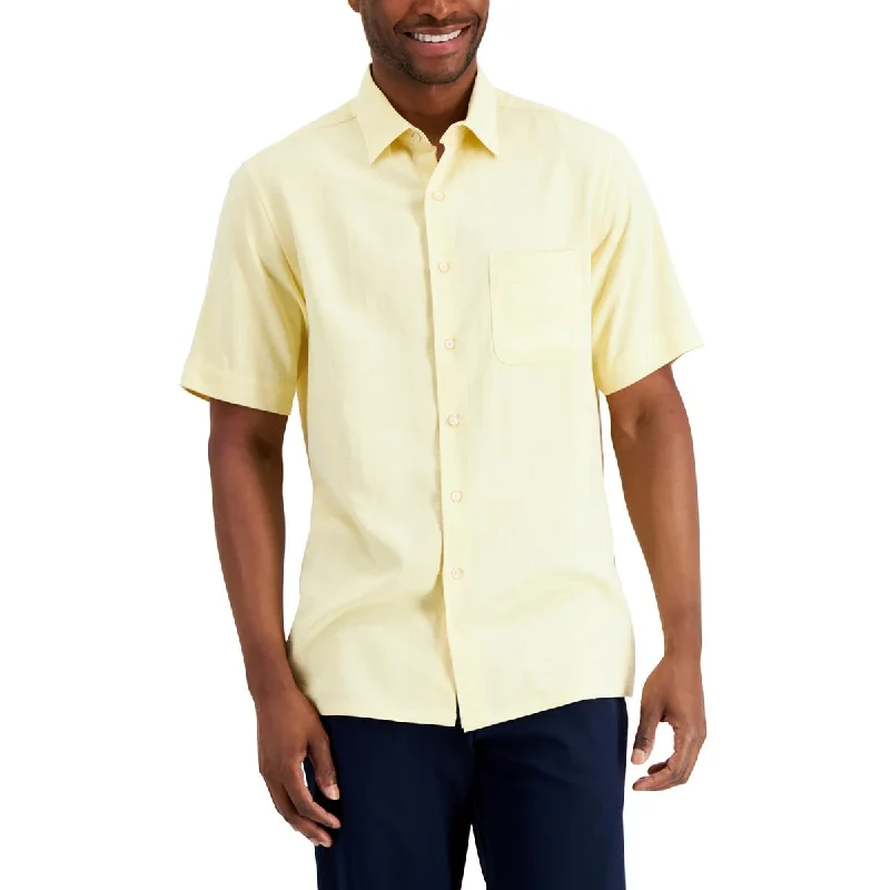 Club Room Mens Silk Woven Button-Down Shirt