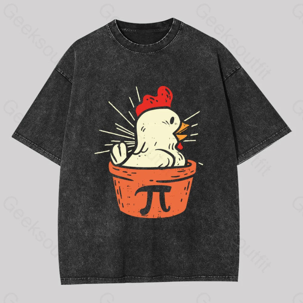 Funny Chicken Pot Pi Washed T-shirt