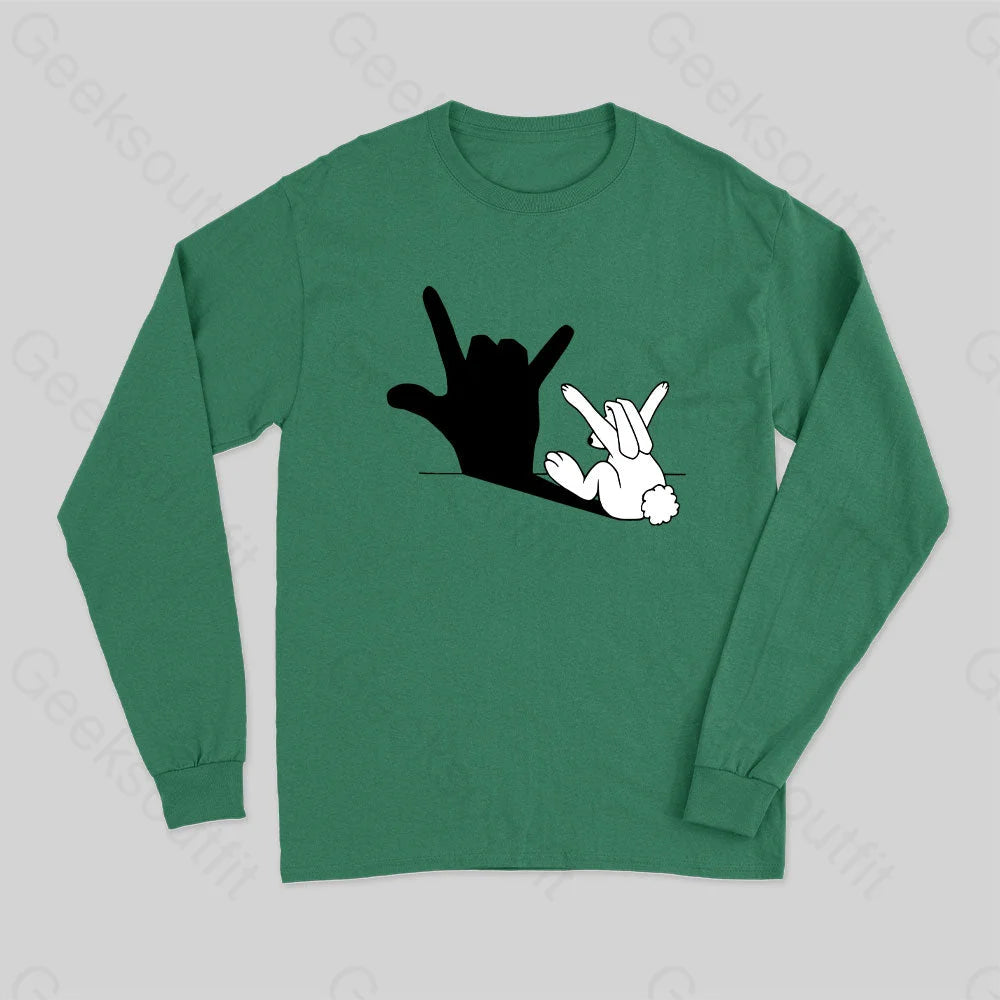 Funny Rabbit Hand Shadow Long Sleeve T-Shirt