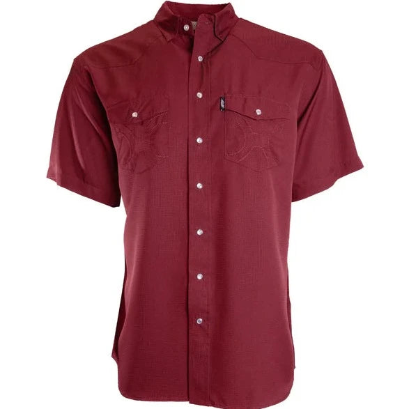 Hooey Men's Sol Maroon Short Sleeve Western Snap Shirt