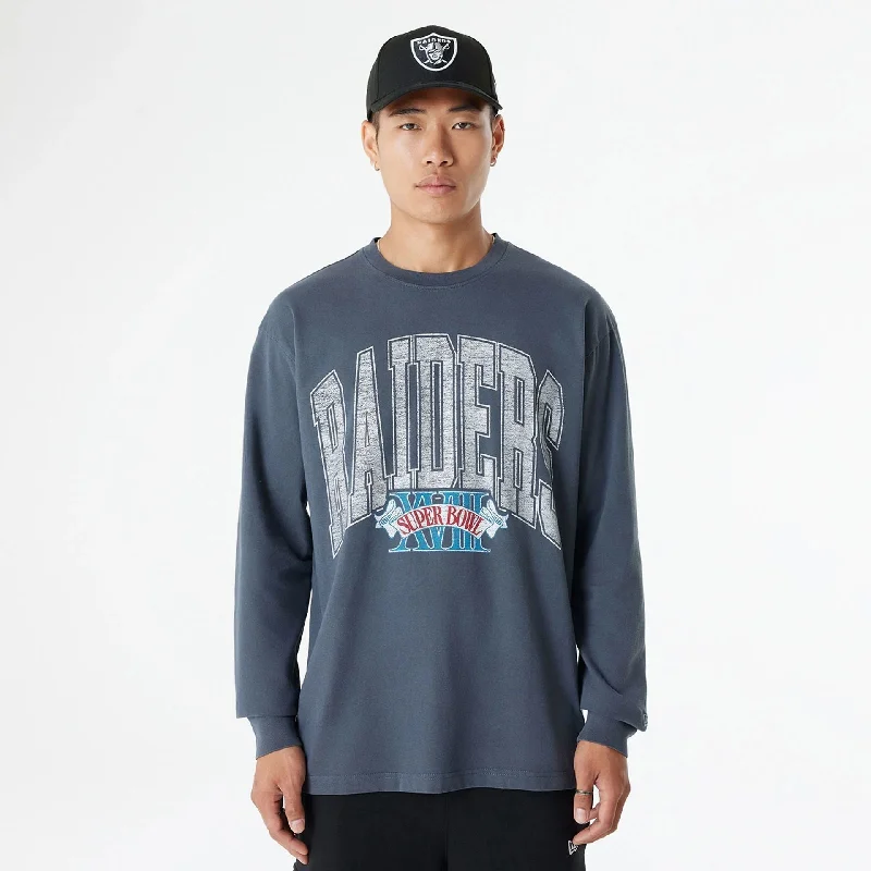 Las Vegas Raiders Oversized Essential Dark Grey Oversized Long Sleeve T-Shirt