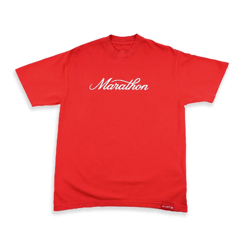 Marathon Classic Script T-Shirt - Red/White