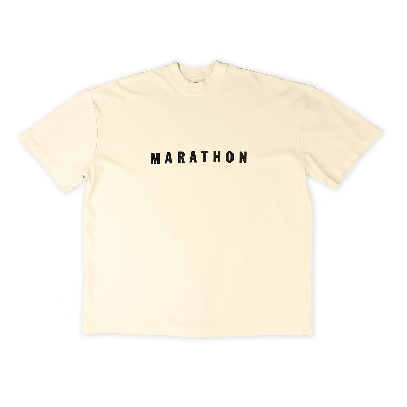 Marathon Hero T-Shirt (Ultra Oversized) - Bone/Black