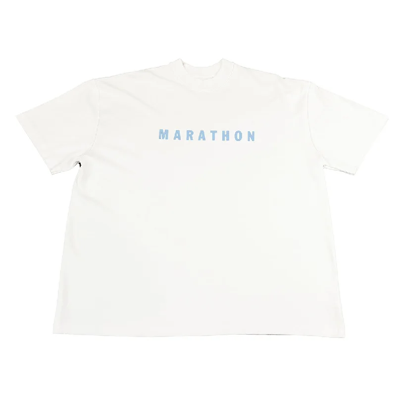 Marathon Hero T-Shirt (Ultra Oversized) - White/Light Blue