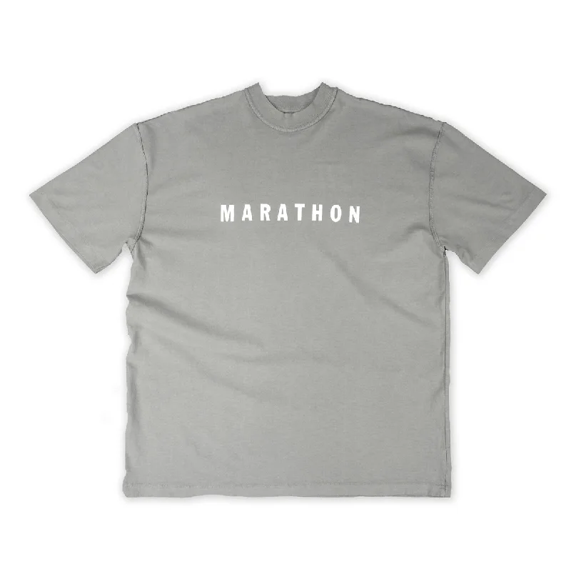 Marathon Hero T-Shirt (Ultra Oversized) - Slate/White