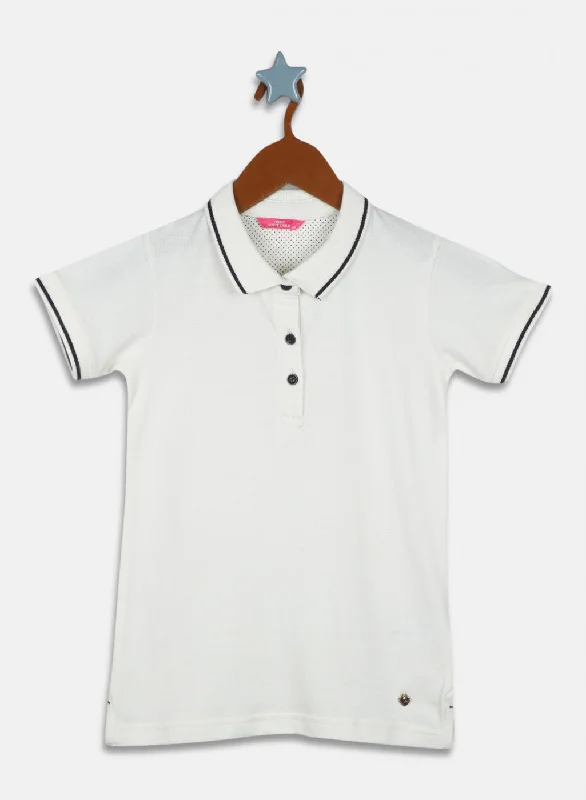 Girls Cream Plain T-Shirt