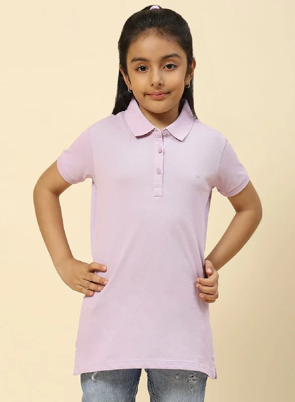 Girls Purple Plain T-Shirt