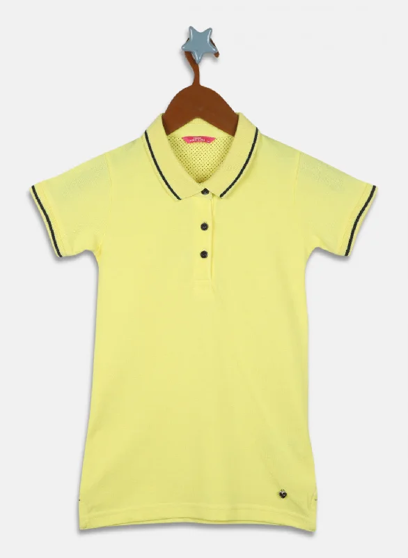 Girls Yellow Plain T-Shirt