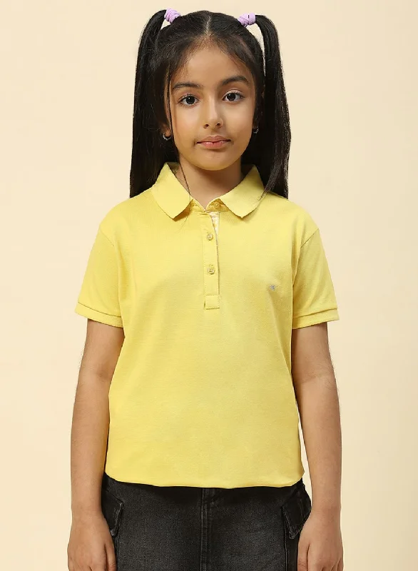 Girls Yellow Plain T-Shirt