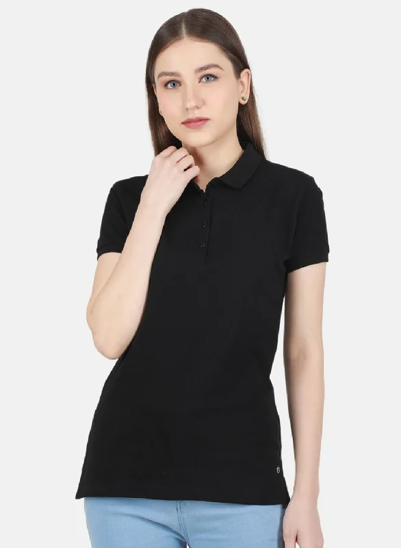 Women Black Solid T-Shirt