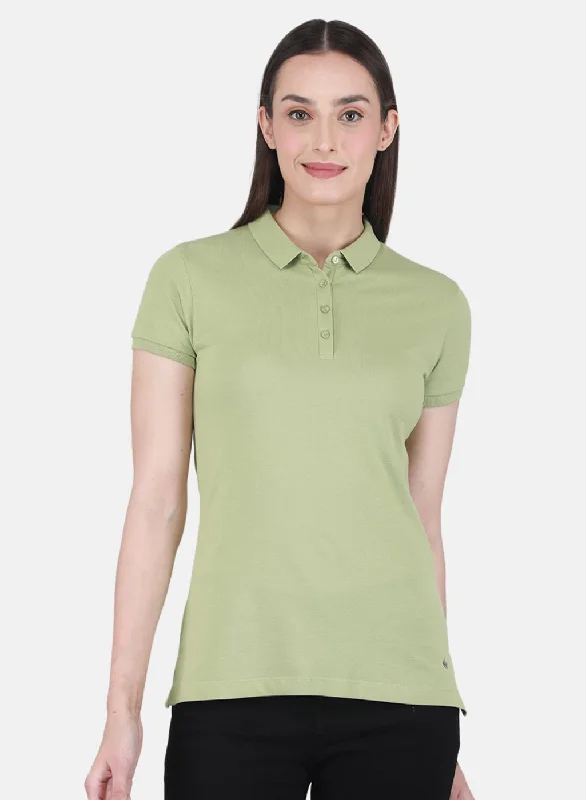 Women Green Solid T-Shirt