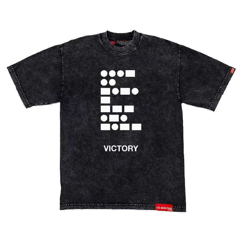 Morse Code Victory T-Shirt - Carbon Washed Black