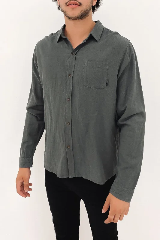 Overtone Long Sleeve Linen Shirt Castlerock