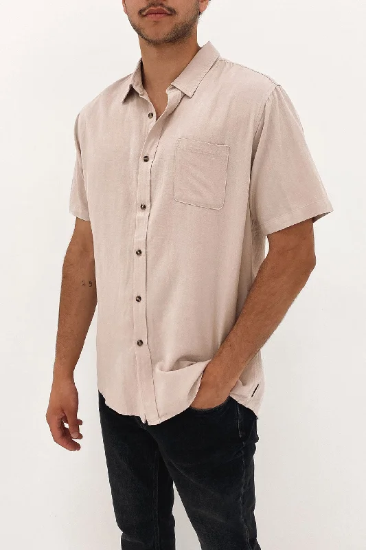 Overtone Short Sleeve Linen Shirt Snow