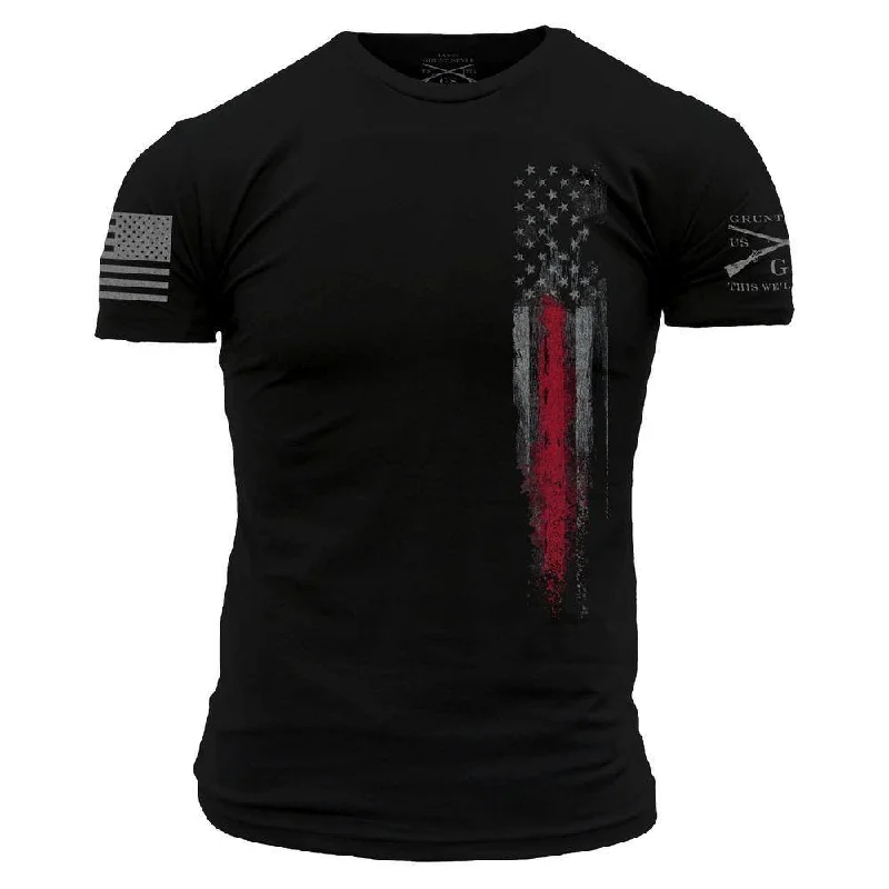 Red Line Flag T-Shirt - Black