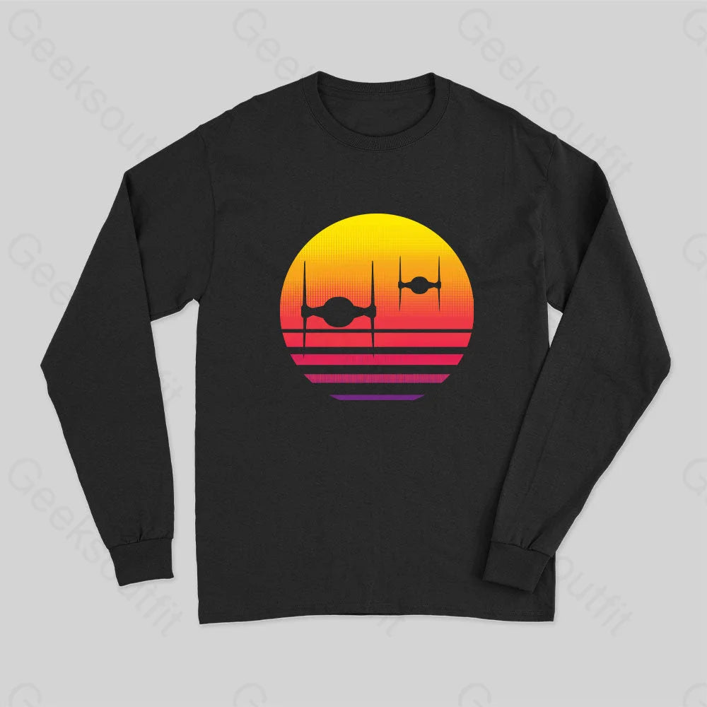 Tie Fighter Sunset Geek Long Sleeve T-Shirt