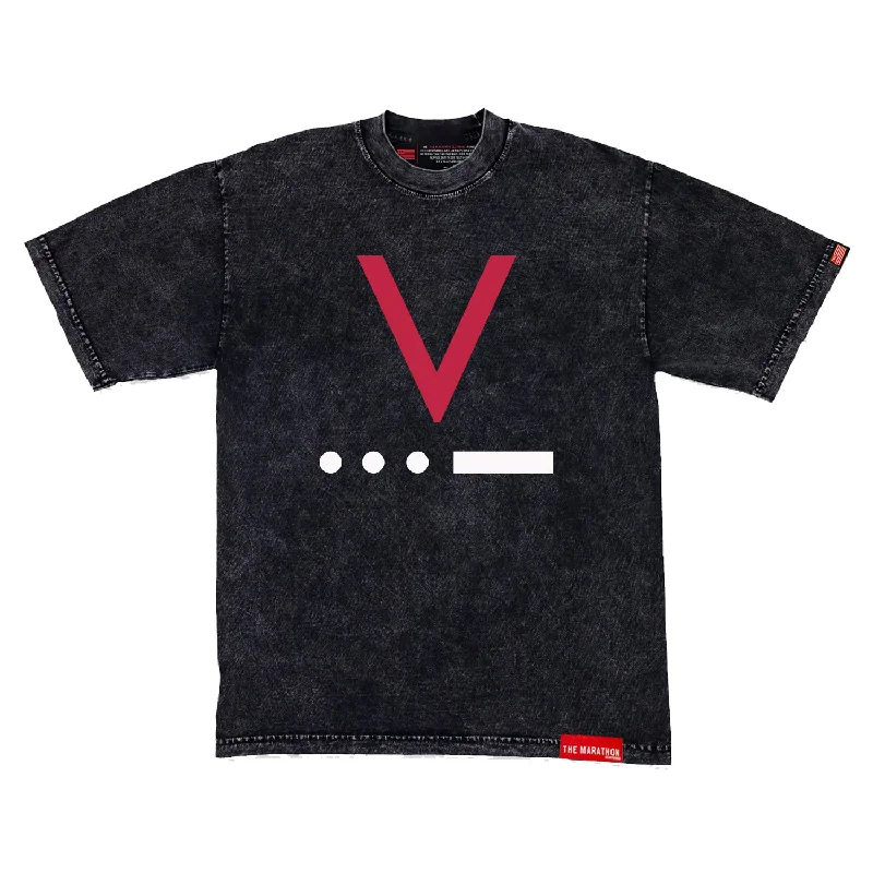 V for Victory Code T-Shirt - Carbon Washed Black