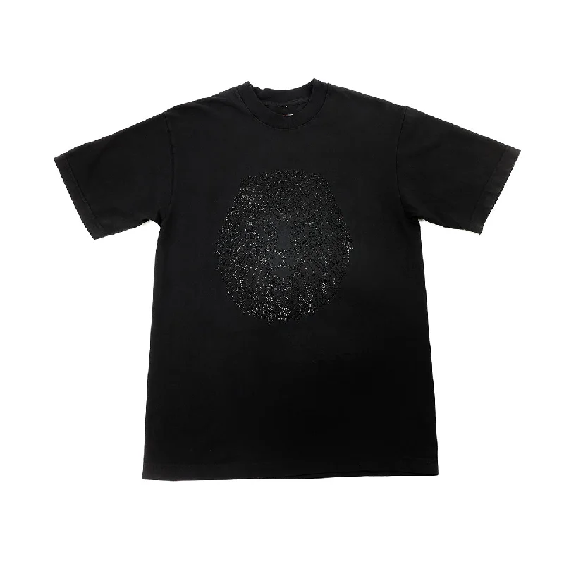 Vintage Lion Rhinestone T-Shirt - Black