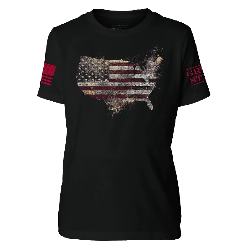 Youth Red Blood Nation T-Shirt - Black