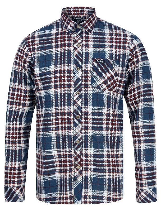 Acadian Checked Cotton Flannel Shirt in Ensign Blue - Tokyo Laundry