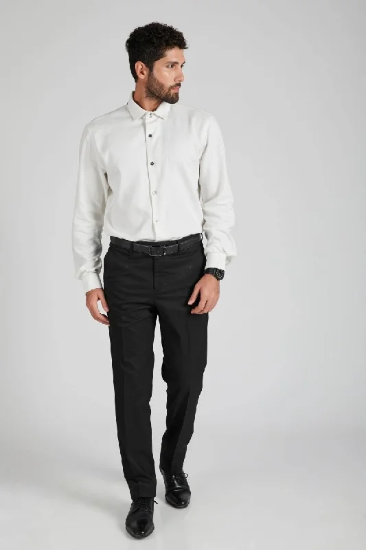 Aglow High Collar Shirt Herringbone White