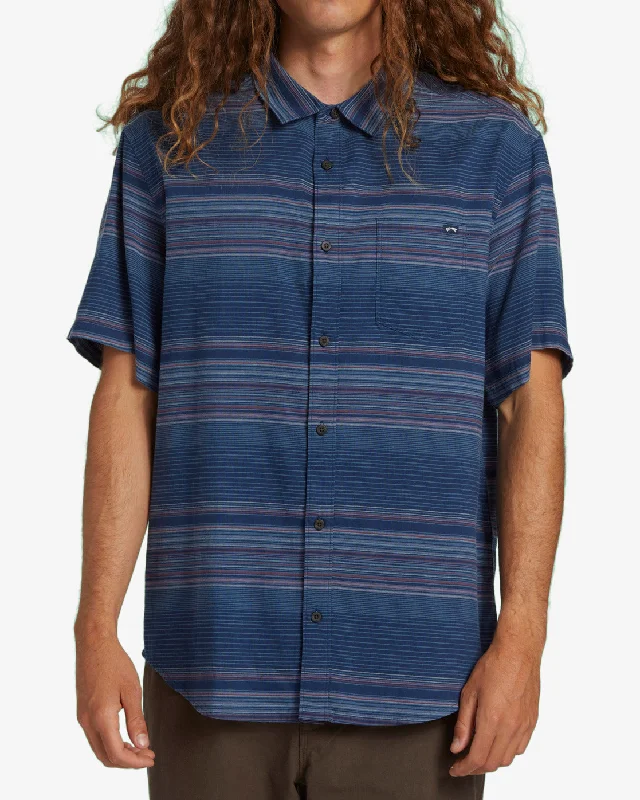 All Day Stripe Short Sleeve Woven Shirt - Dark Blue