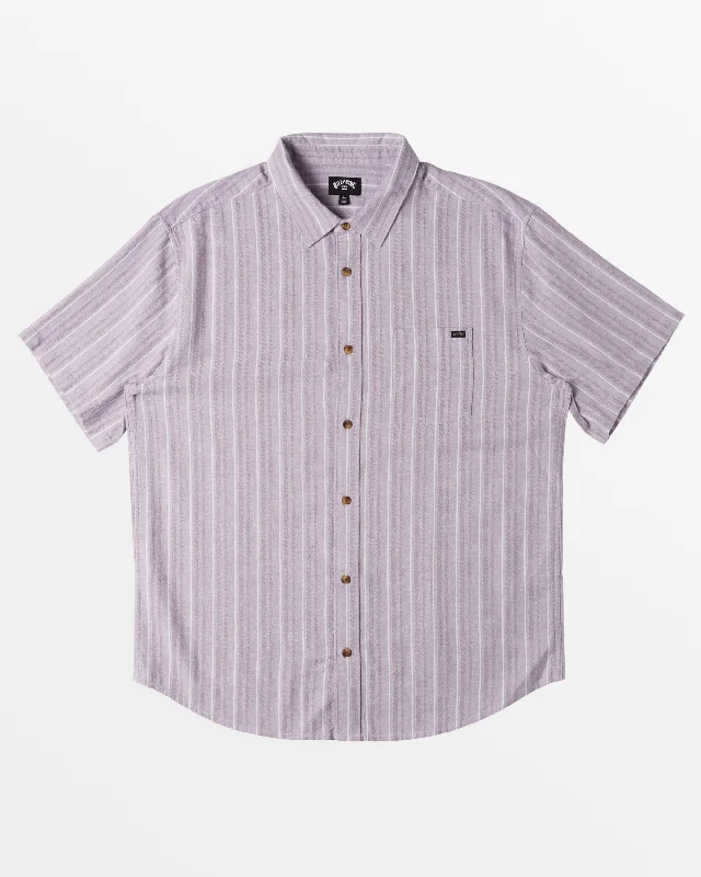 All Day Stripe Short Sleeve Woven Shirt - Grey Violet