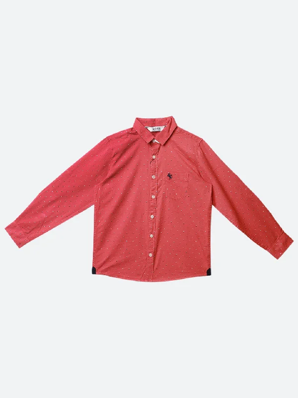 Boy's Dark Peach Full Sleeves Shirt