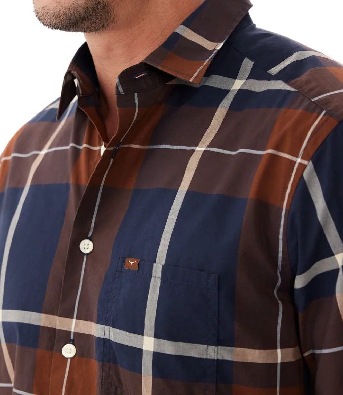 R.M.Williams - Coalcliff Shirt - Cotton Poplin - Brown Navy White