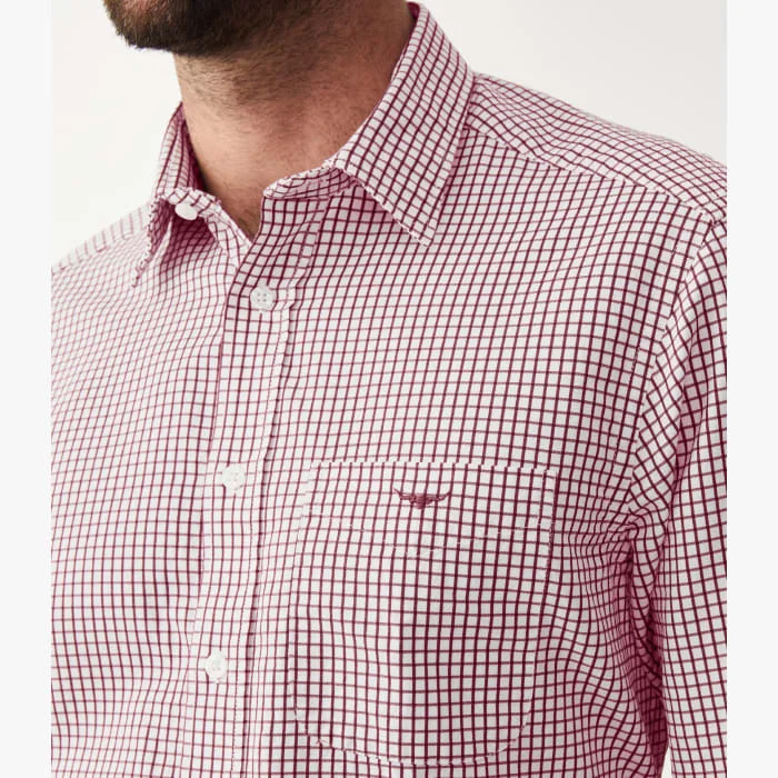 R.M.Williams - Collins Shirt - Check - Burgundy/White