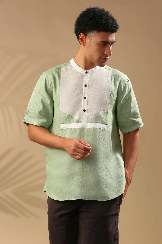 Cypress Colour Blocked Shirt - Sage Green