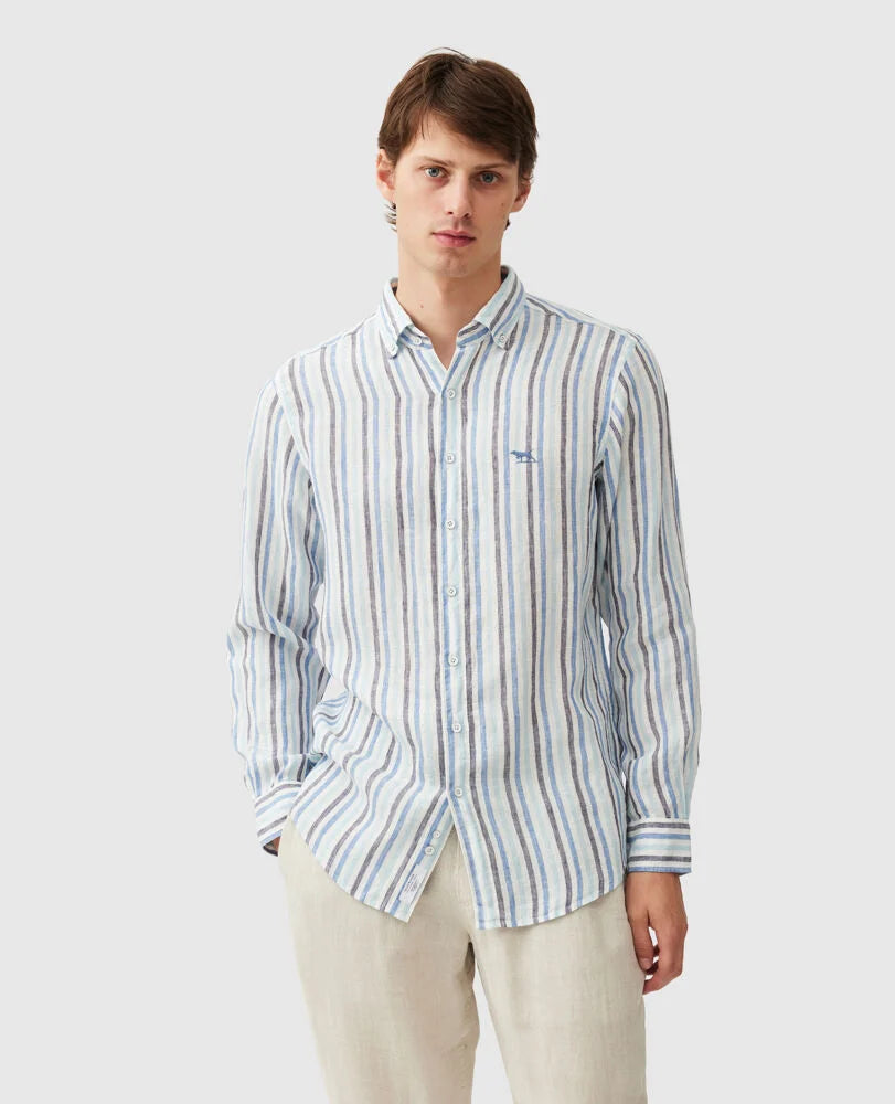 Rodd & Gunn - Gimmerburn Shirt - Linen - Stripe - Stonewash