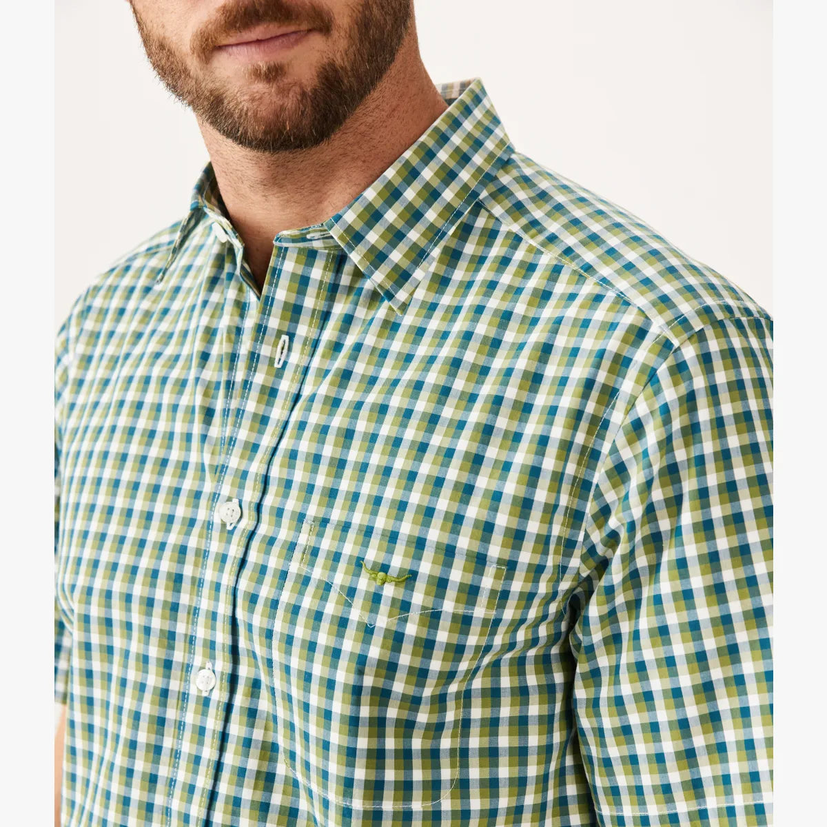 R.M.Williams - Hervey Shirt - Check - Short Sleeve - Green & White