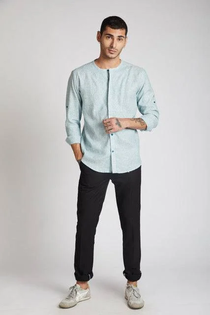 Kaliedoscope Round Neck Shirt Teal Stripes