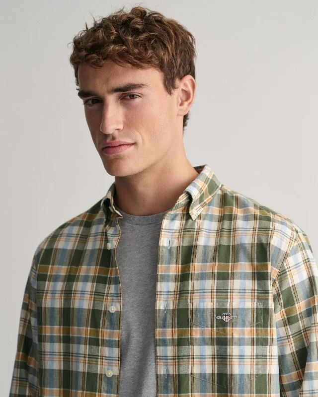 GANT - Cotton Linen Shirt - Check - Pine Green