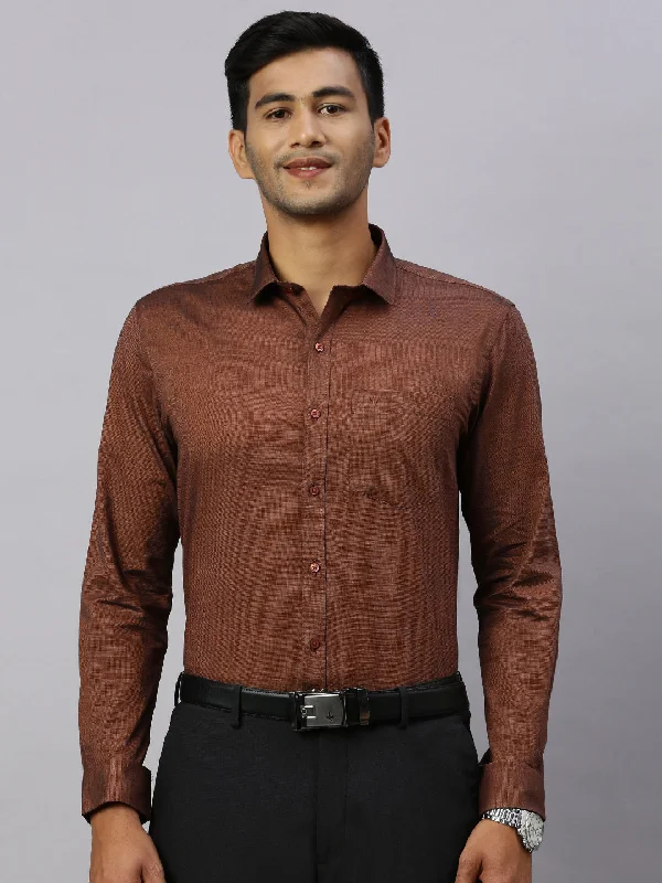 Men 100% Cotton Brown Shirt CL8 GF8