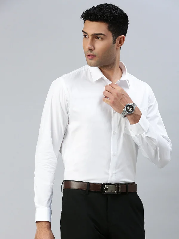 Men 100% Cotton White Shirt Cool Cotton