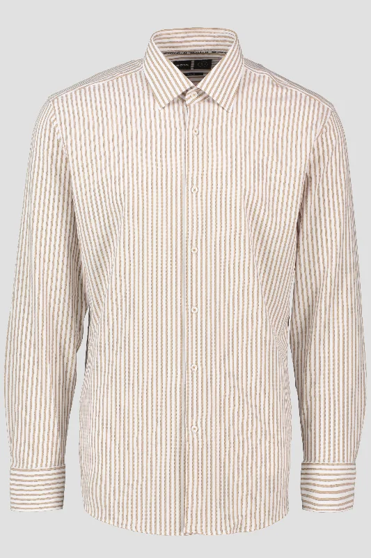 Men's BOSS Black P-HANK Medium Beige Slim Fit Shirt