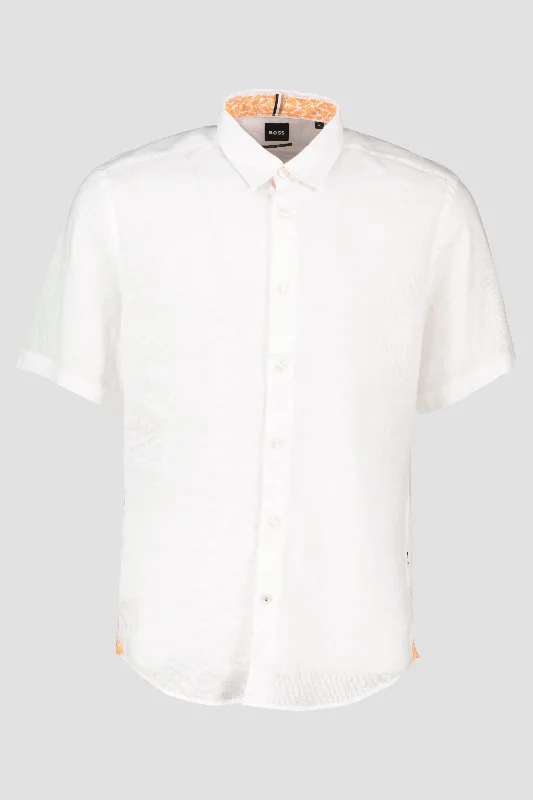 Men's BOSS Black S-Liam-Ken White Shirt