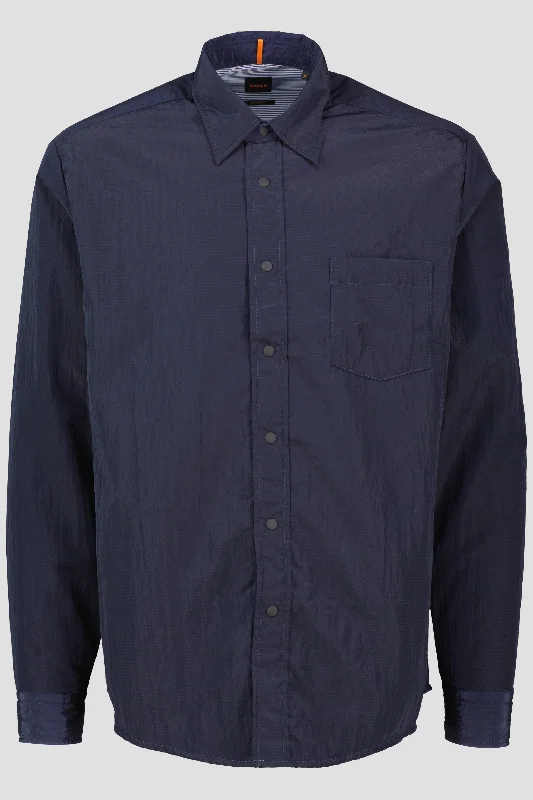 Men's BOSS Orange Lambini Dark Blue Relaxed Fit Overshirt