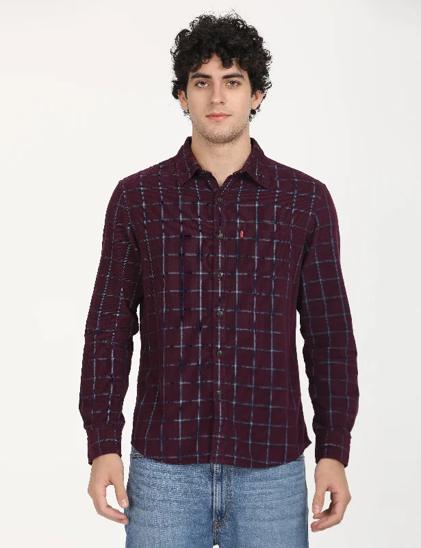 Men's Checkered Spread Collar Shirt