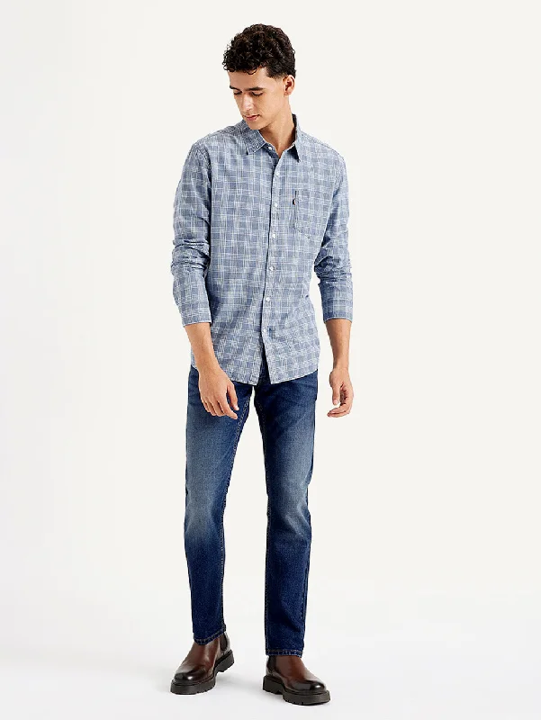 Men's Checkered Spread Collar Shirt