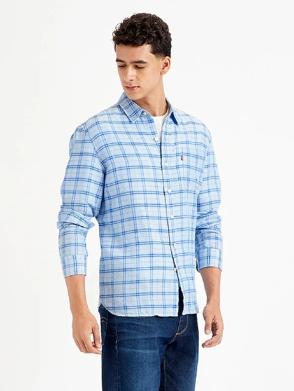 Men's Checkered Spread Collar Shirt