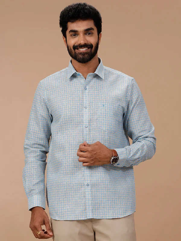 Men Cotton Rich Shirt Blue T51 AAT3