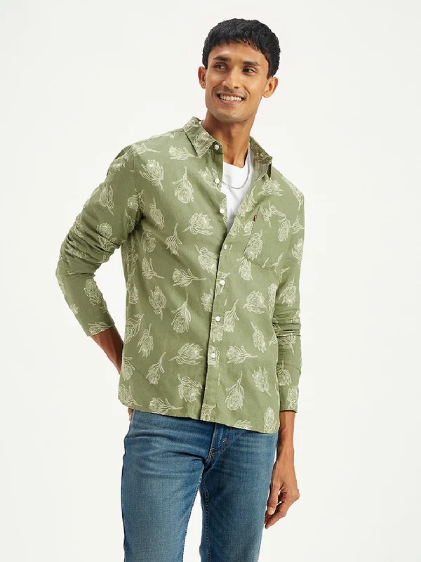 Men's Floral Print Slim Fit Shirt