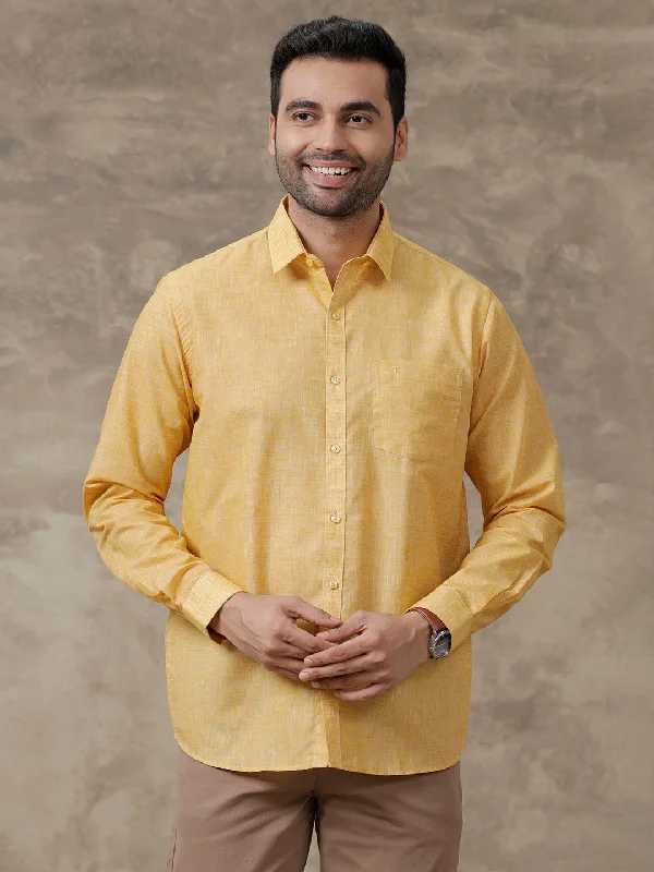 Men Cotton Rich Shirt Yellow T39 TO2