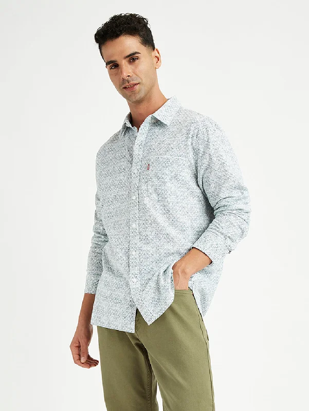 Men's Geometric Print Slim Fit Shirt